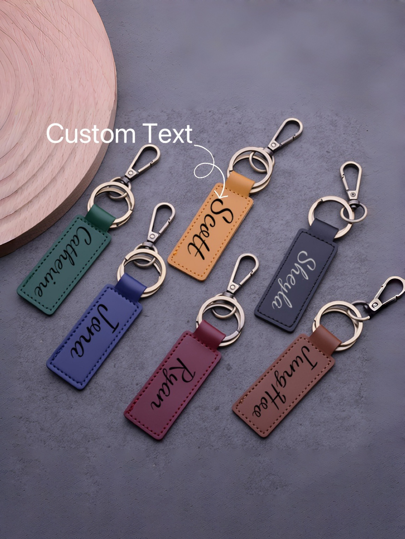 Custom Name Imitation Leather Keychain Personalized Vintage PU Leather Keychain